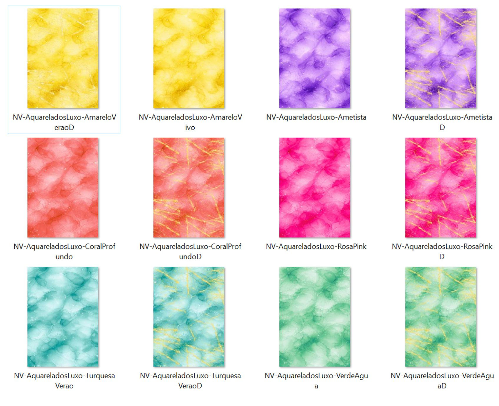VERÃO - Aquarelados Luxo | kit 12 Papeis A3 - Col Composês NV