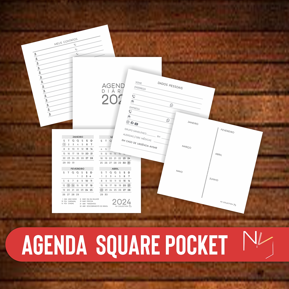 Kit 3 Miolos Mini SQUARE- Agenda 2026 1DPP SB  +Planner ND +Pautado | Cute Clean