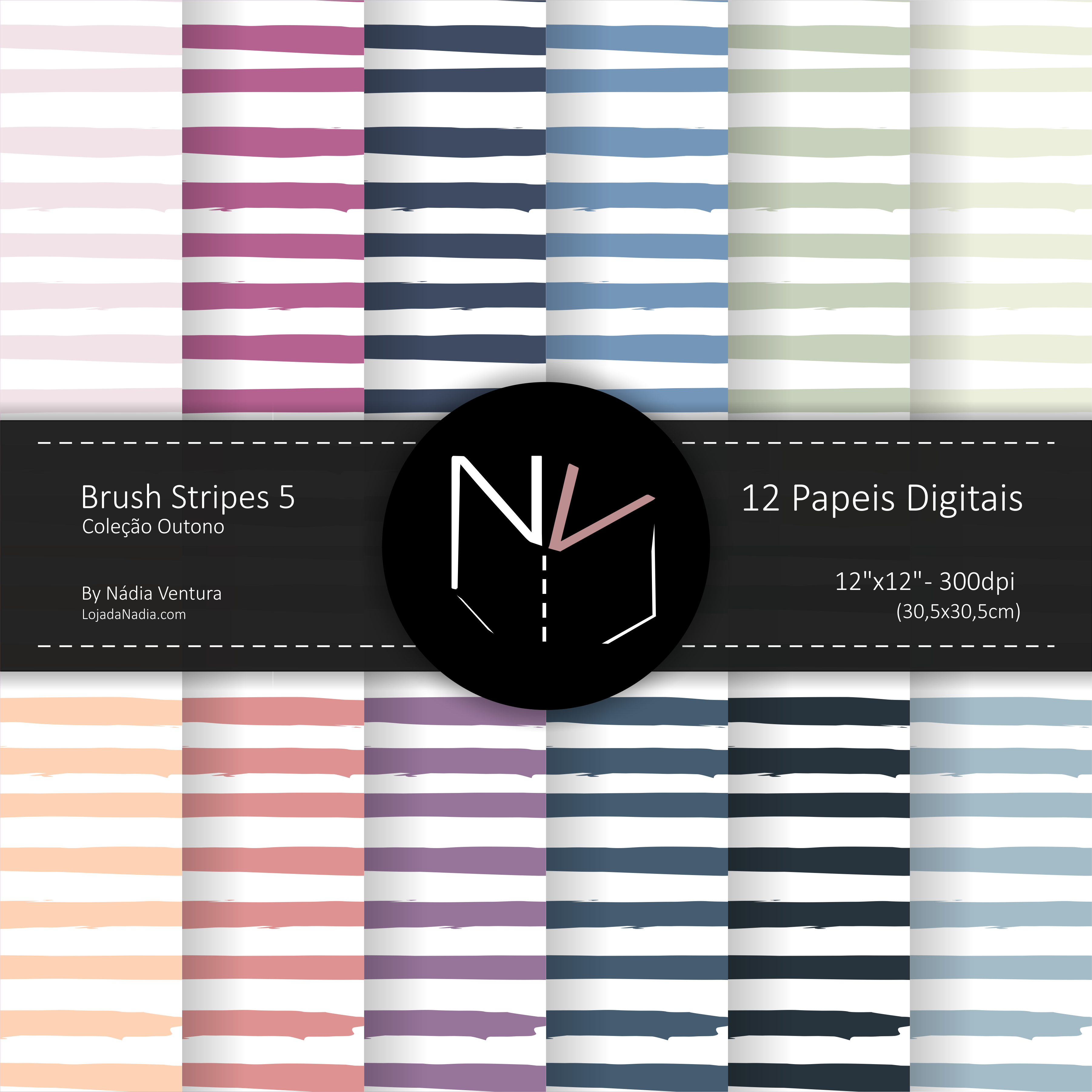 Papeis Digitais Outono - Brush Stripes 5