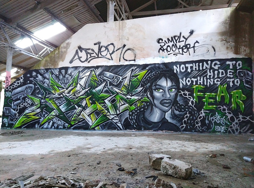 Urban Art Graffiti Black and White Mural