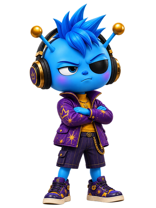 Cool Blue Alien Streetwear Character.png