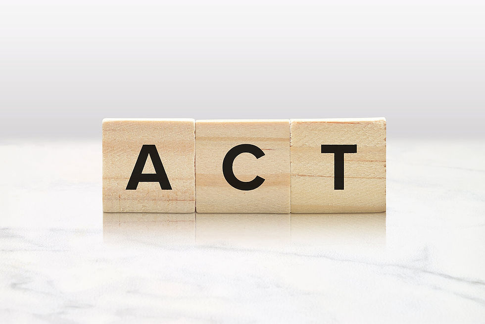 Picture of wooden letters spelling out A-C-T | therapy for burnout denver, colorado | burnout treatment | burnout symptoms | Denver, Colorado | Hilltop | Cherry Hills Village | Sloan's Lake | Cap Hill