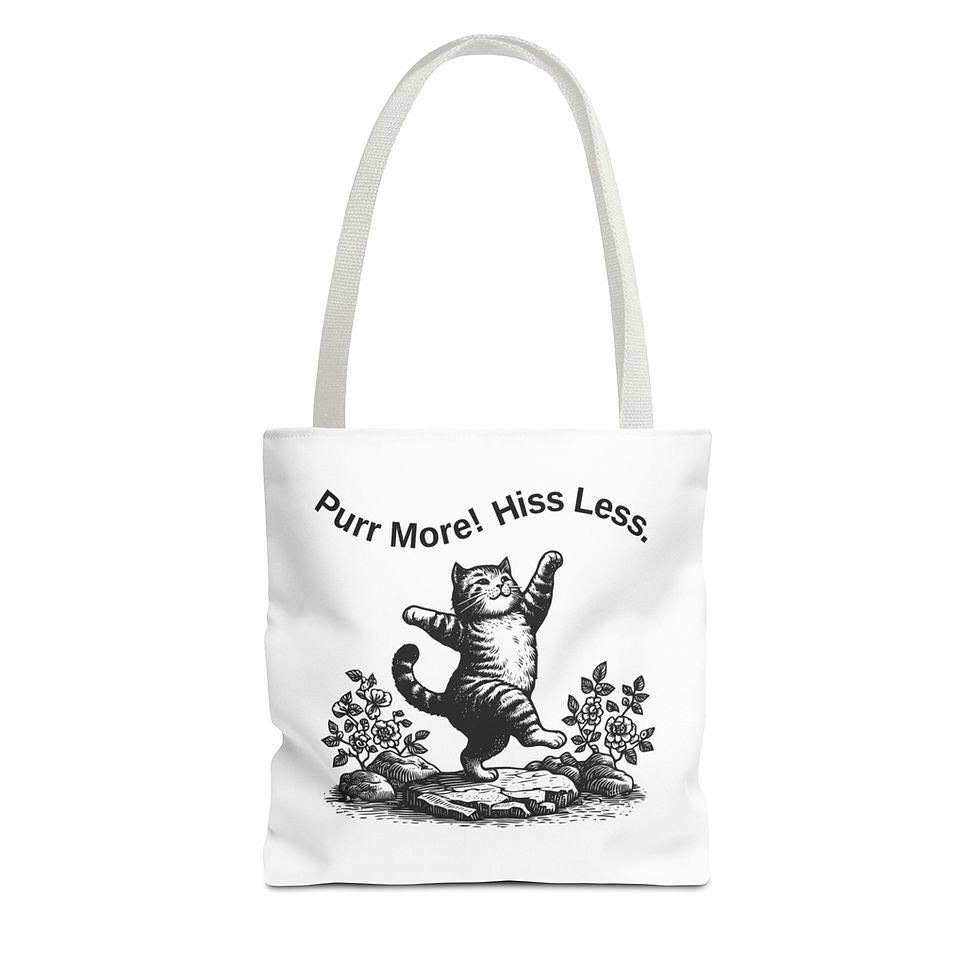 Thumbnail: Cat Lover Tote Bags - Purr More! Hiss Less, Gift for Cat Owners, Reusable Bag