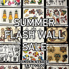 summer flash wall sale at linden street tattoo company in fort collins colorado 