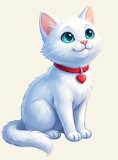 Tinsel the Cat™, the adventurous white cat from JerriArt Books®.