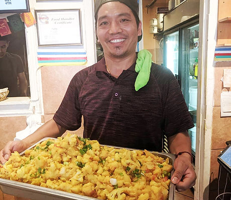 Chef with freshly made food