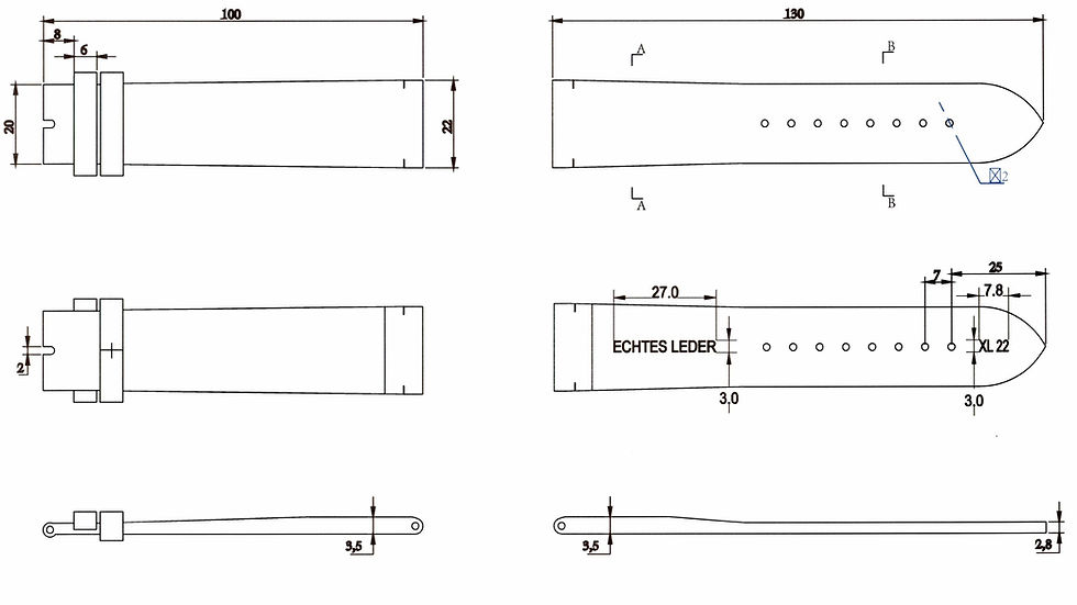 Thumbnail: XL watch strap made of natural leather - Vintage "Coupé Franc"