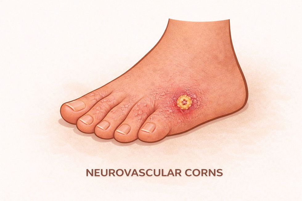 Neurovascular corns - Painful corns taining nerve and blood vessel involvement
