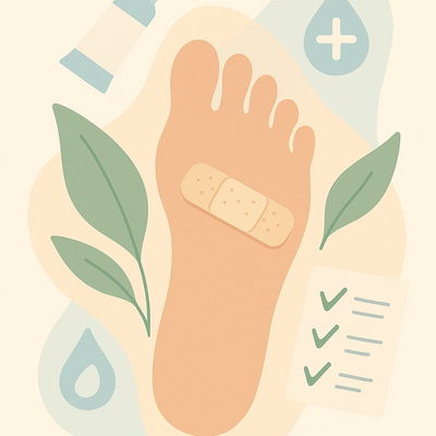 Foot wellness surrounding by leaves and positivity
