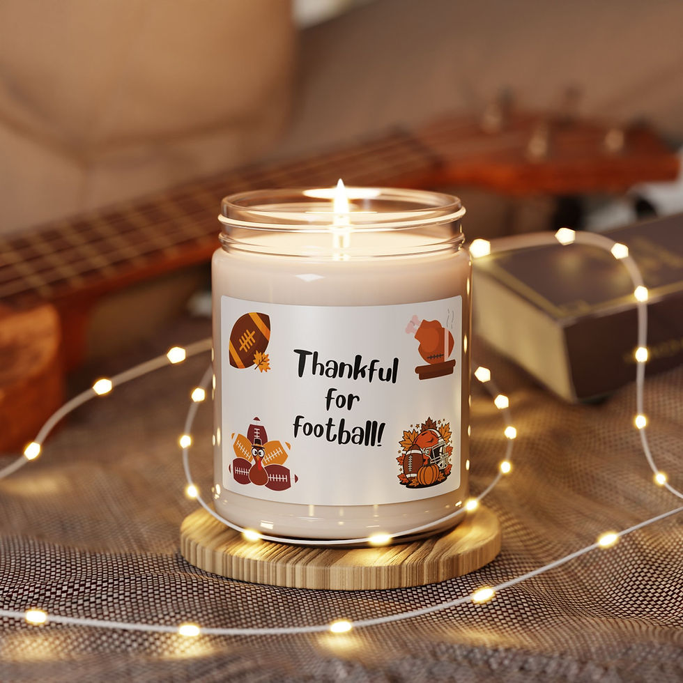 Thumbnail: Thankful for Football Candle | Soy Jar 9oz, Thanksgiving Football Theme