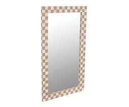 Bone Inlay Checkerboard Mirror in Almond Color
