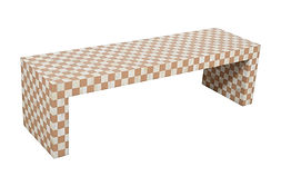 Bone Inlay Checkerboard Bench in Almond