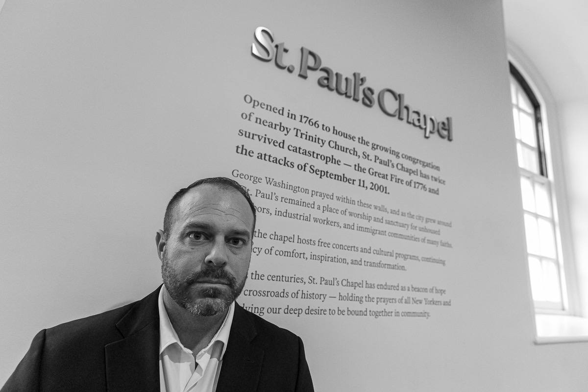 Jimmy Hayes at the St. Paul's Chapel entrance — April 30, 2026