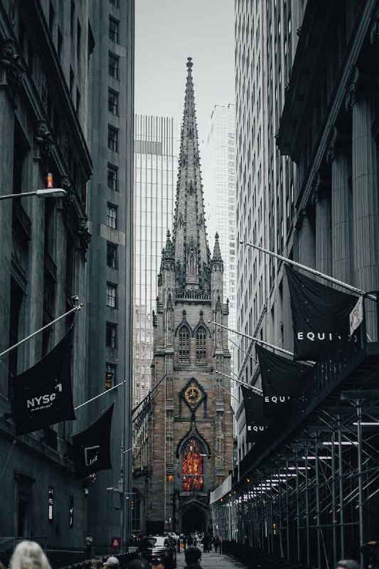 Trinity Church at the end of Wall Street