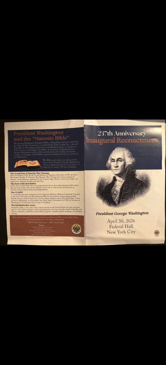 Official ceremony program — Federal Hall, April 30, 2026