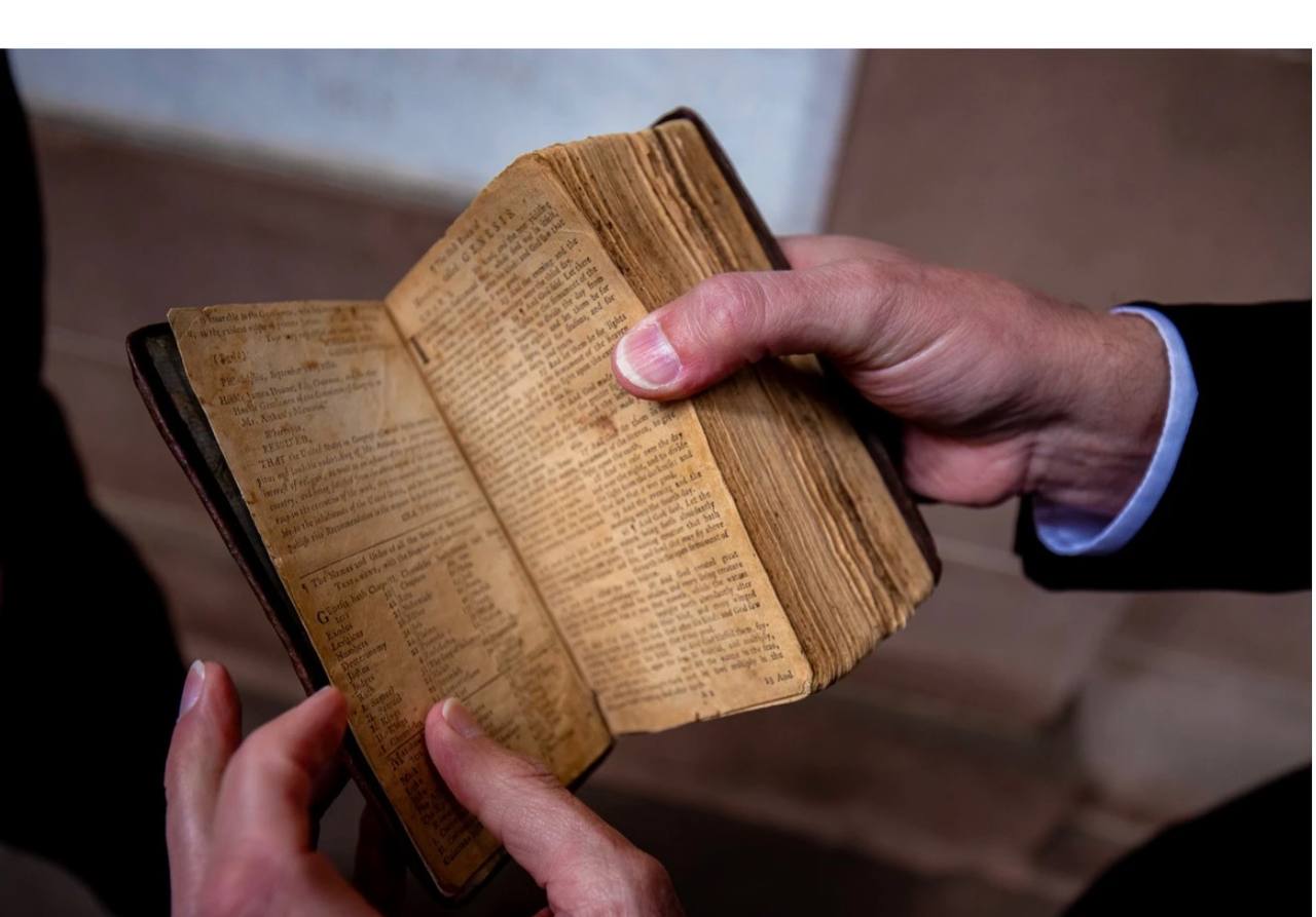 The Aitken Bible open to Genesis — 1782, first English-language Bible printed in the United States