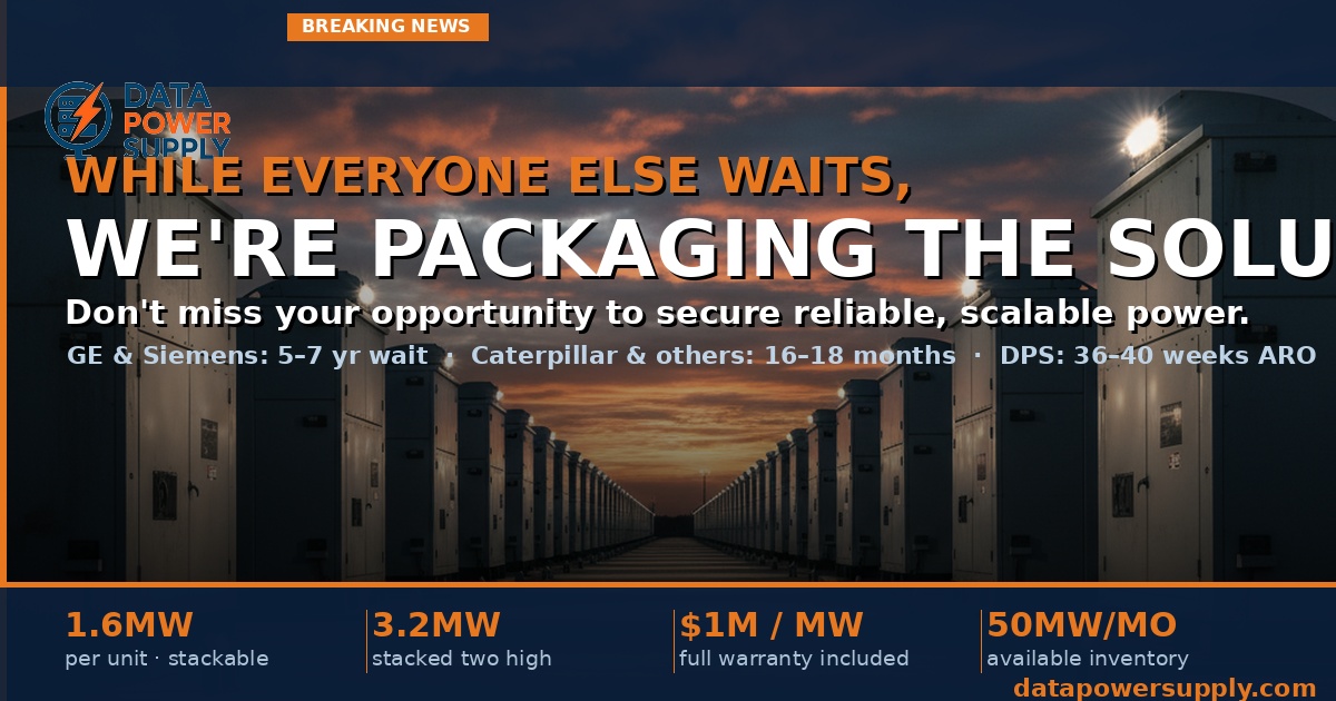 Data Power Supply 1.6MW Natural Gas Recip Packs -- Stacked Two High -- While Everyone Else Waits