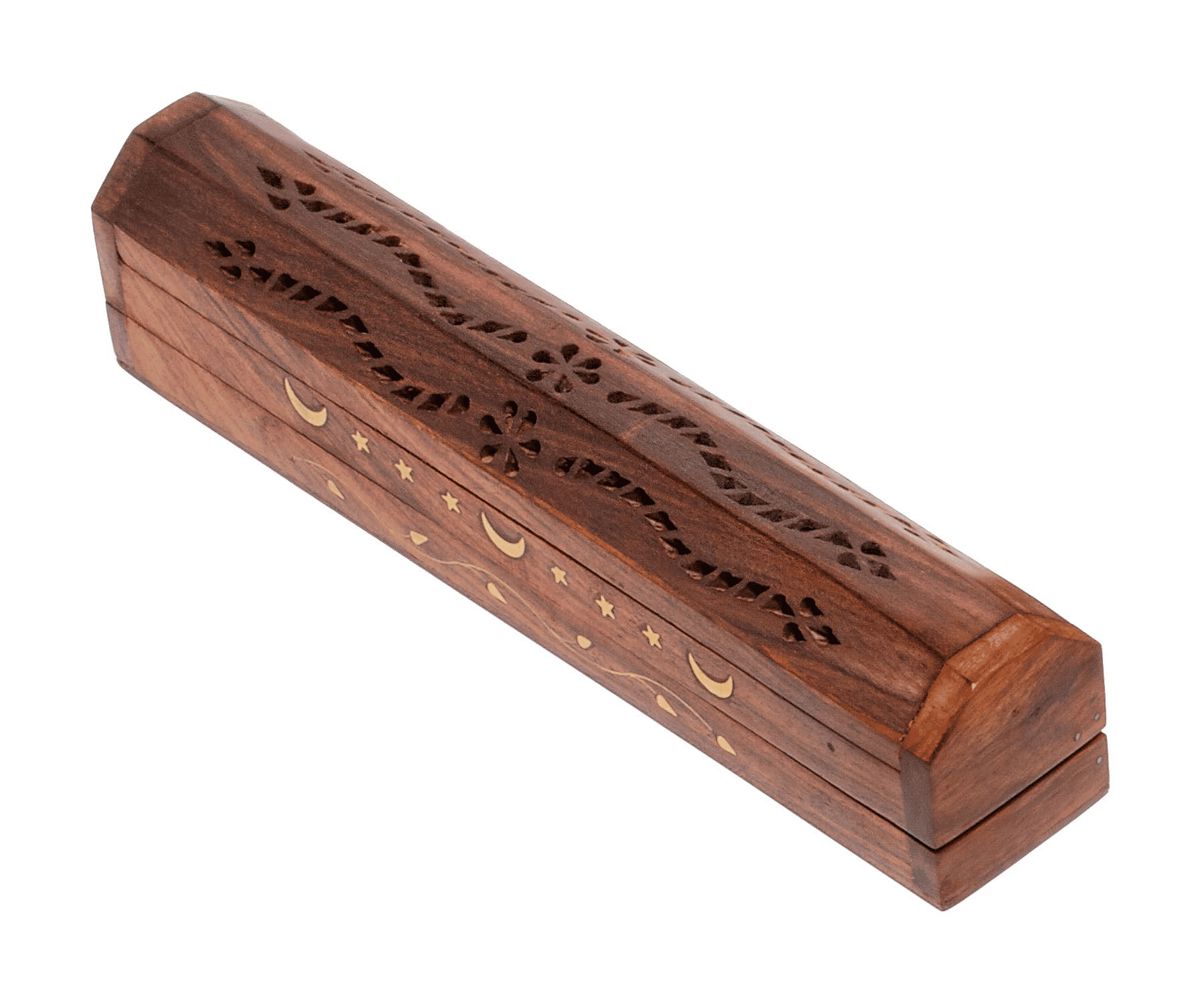 Triloka Double Compartment Incense Holder Handcrafted Sustainable Wood 12in