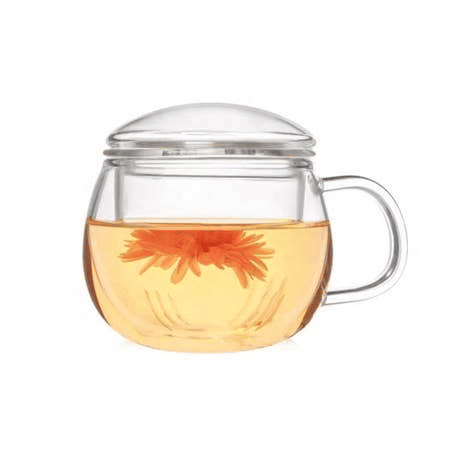The Grateful Tea Co Glass Teacup With Infuser And Lid 10oz