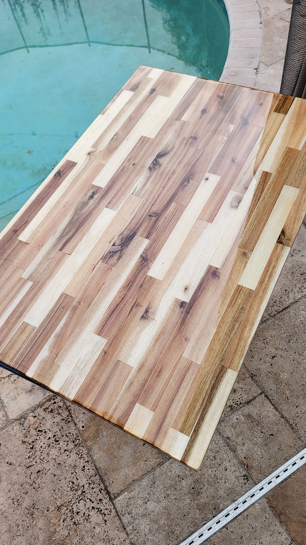 Thumbnail: Elegant and Durable Clear-Coated Epoxy Butcher Block Table
