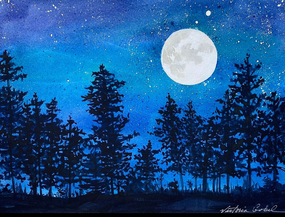 Moonlit Forest Painting
