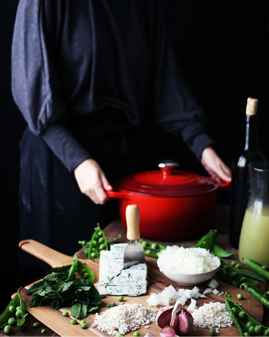 risotto aux petits pois, gorgonzola et menthe