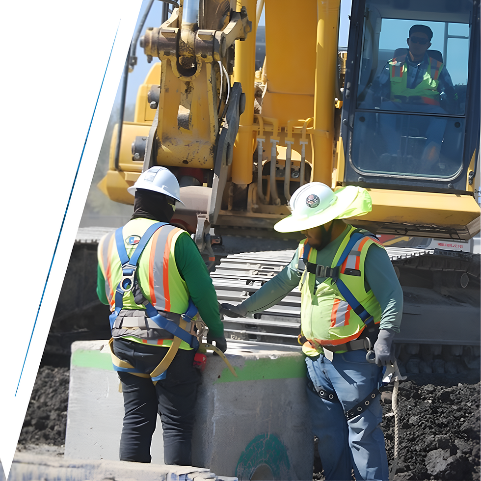 Construction crew coordinating underground utility work beside heavy equipment..png