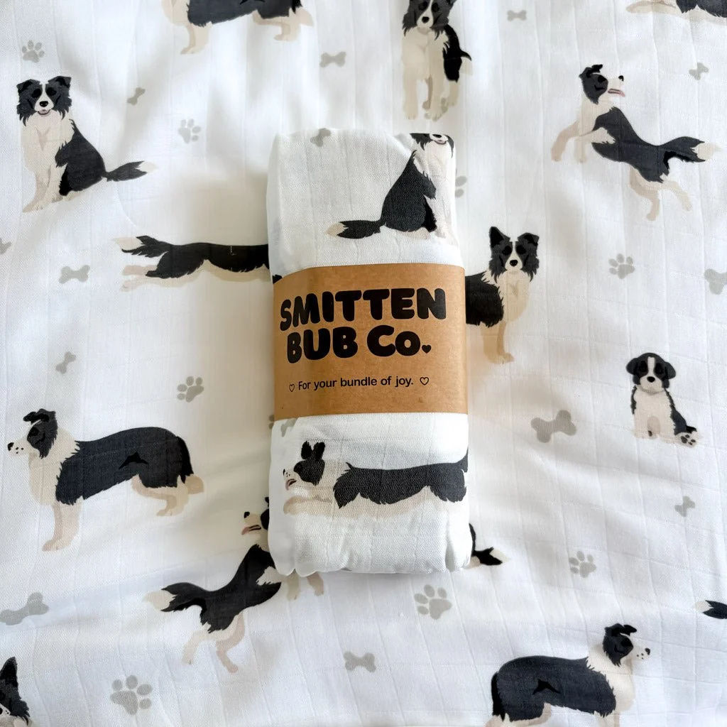 BORDER COLLIE | Bamboo Cotton Muslin Swaddle