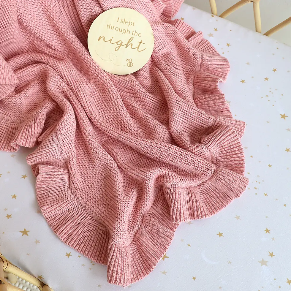 Thumbnail: Rosa Ruffle Knit Organic Baby Blanket