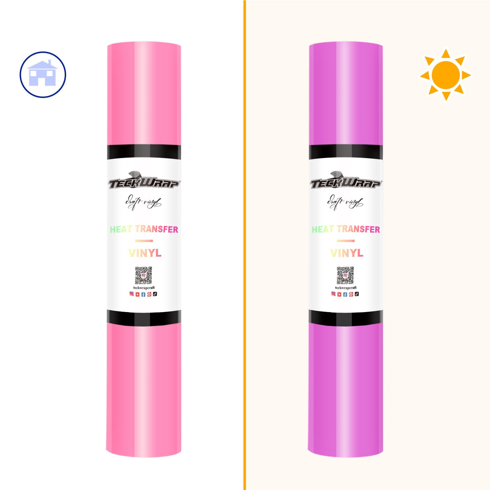 UV Neon Color Changing Heat Transfer Vinyl Roll 30.5cm x 152.4cm