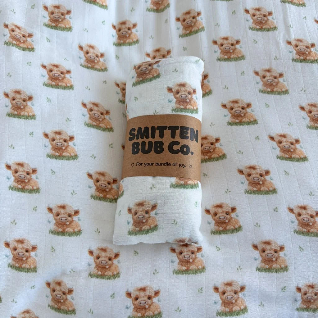 HIGHLAND COW | Bamboo Cotton Muslin Swaddle