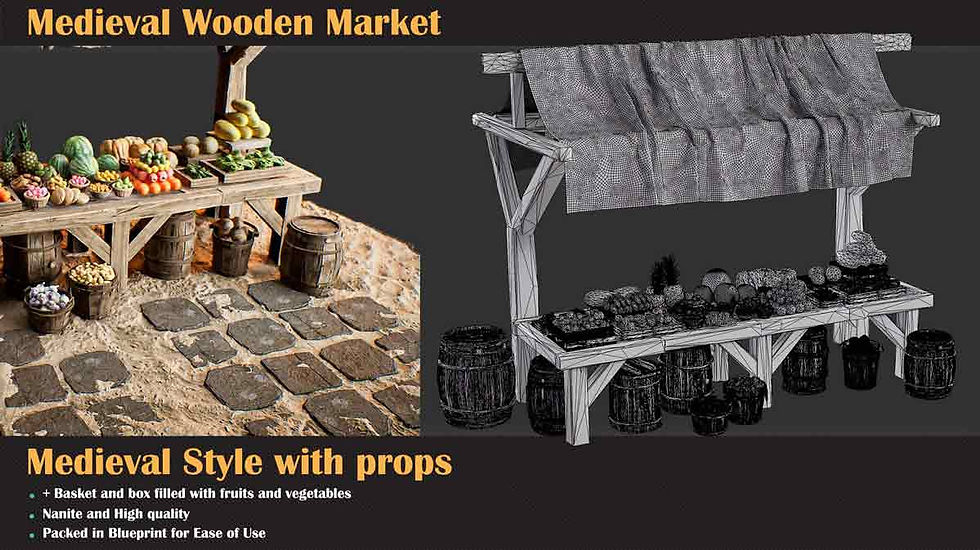 Thumbnail: Medieval Wooden Market Pack – Set 4 With Props