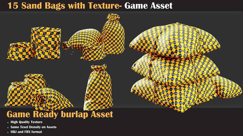 Thumbnail: 15 Sand Bags with Texture - Game Asset