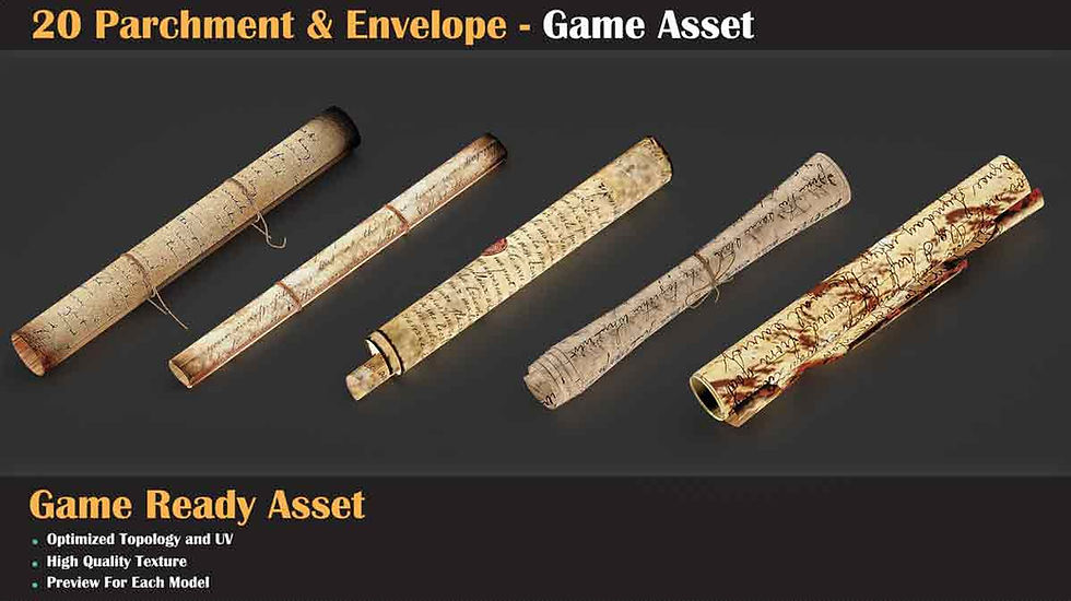 Thumbnail: 20 Parchment & Envelope - Game Asset