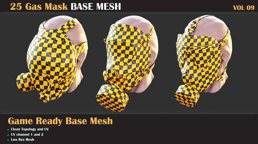 Thumbnail: 25 Gas Mask Base Mesh - VOL 09 ( Game Ready )