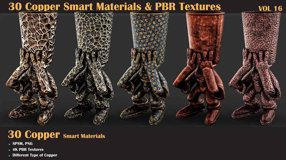 Thumbnail: 30 Copper Smart Materials & PBR Textures - Vol 16