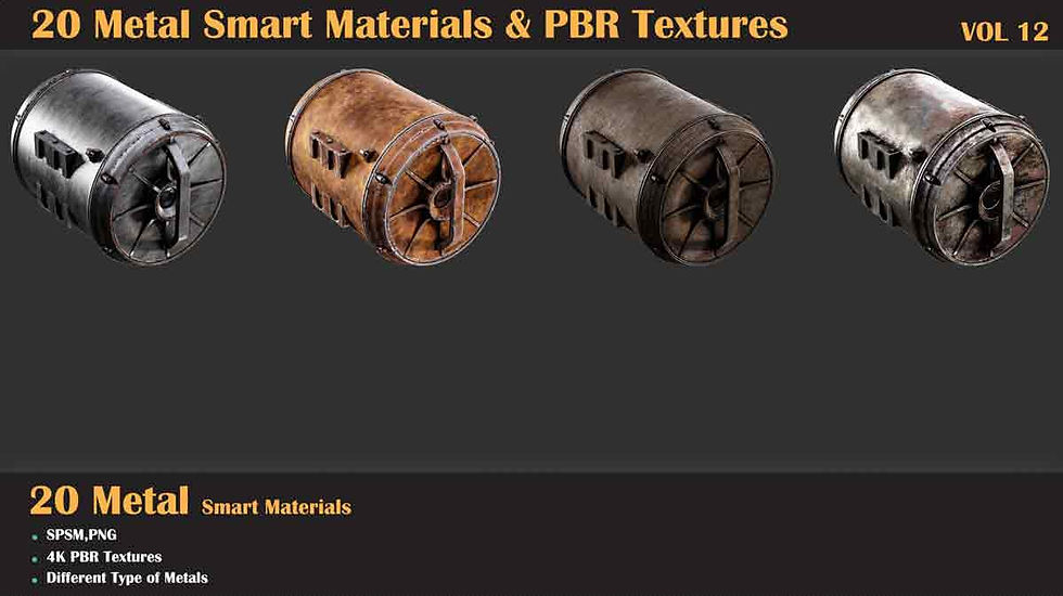 Thumbnail: 20 Metal Smart Materials & PBR Textures - Vol 12