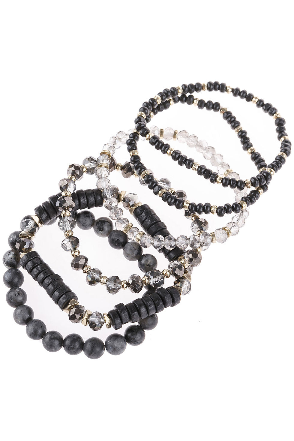 Thumbnail: Boho Stacked Bangle Set – Crystal, Natural Stone & Wood Accents ✨