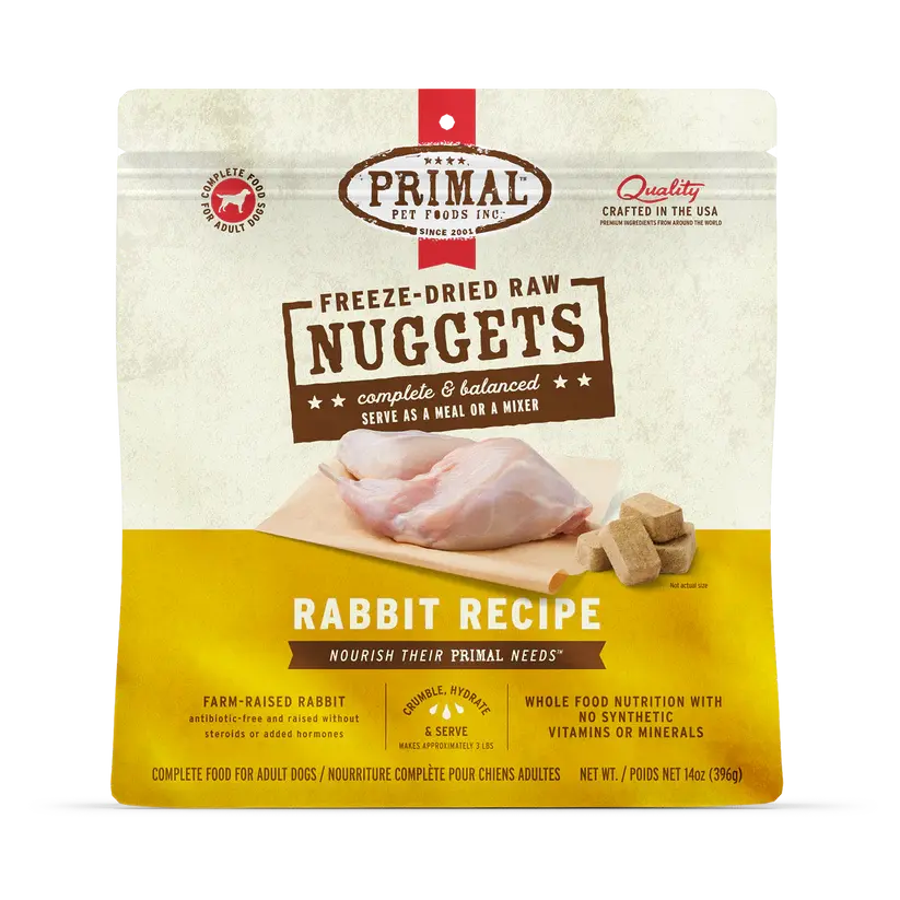 Rabbit Recipe Freeze-Dried Raw Nuggets Dog Food, Primal