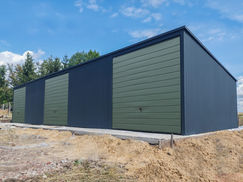 Stahlhalle 12x6 m mit Schwingtoren, RAL 7016/6020