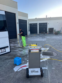 Commercial clean of a car park using a soft wash system
