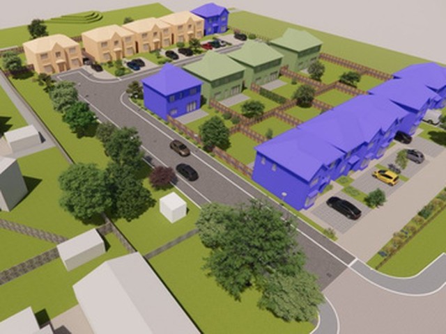 3D massing model of a 14-home scheme in Northumberland