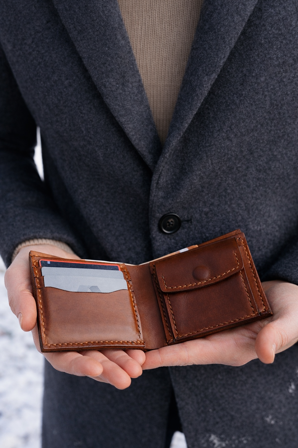 Miniaturbild: Premium Leder Geldbörse in Dunkelbraun