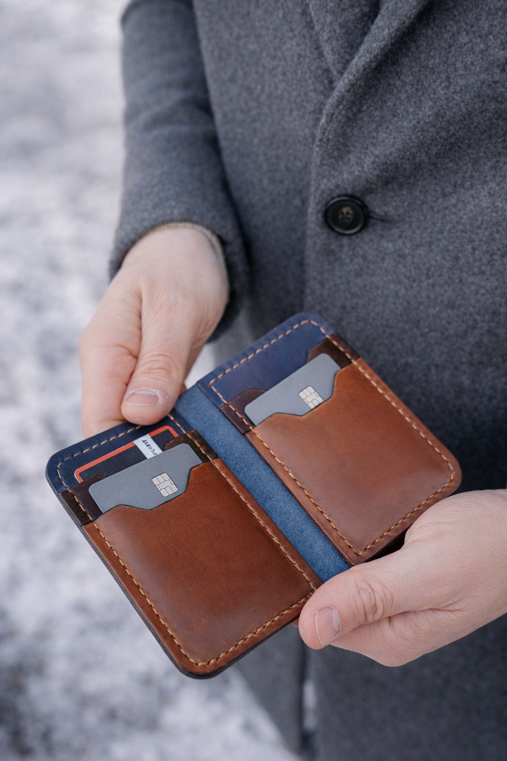 Leder-Geldbörse in Dunkelblau