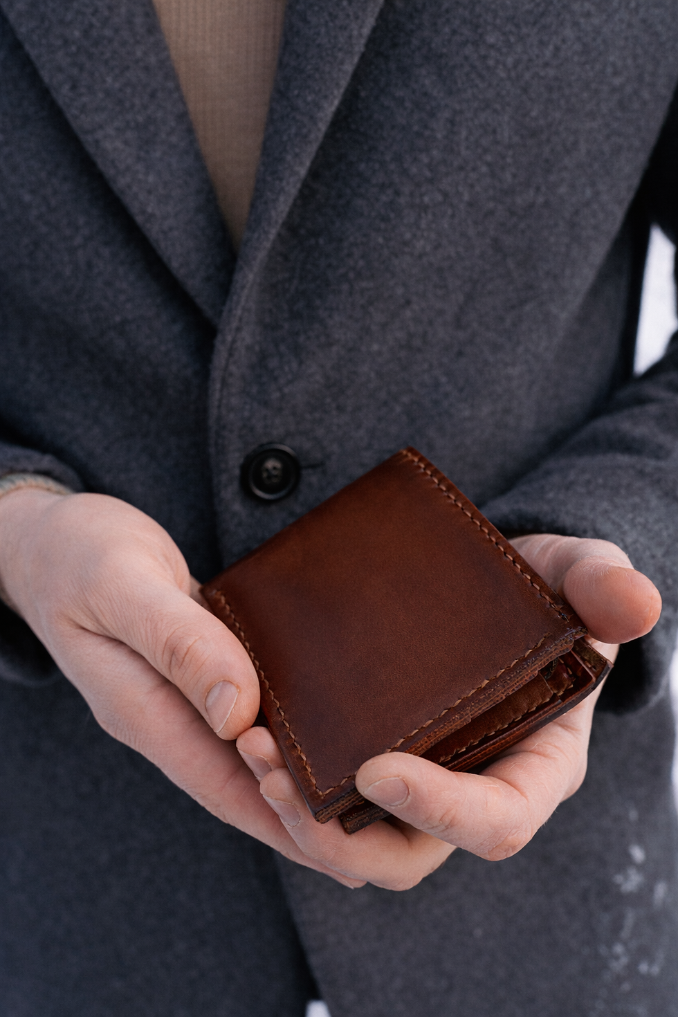 Miniaturbild: Premium Leder Geldbörse in Dunkelbraun