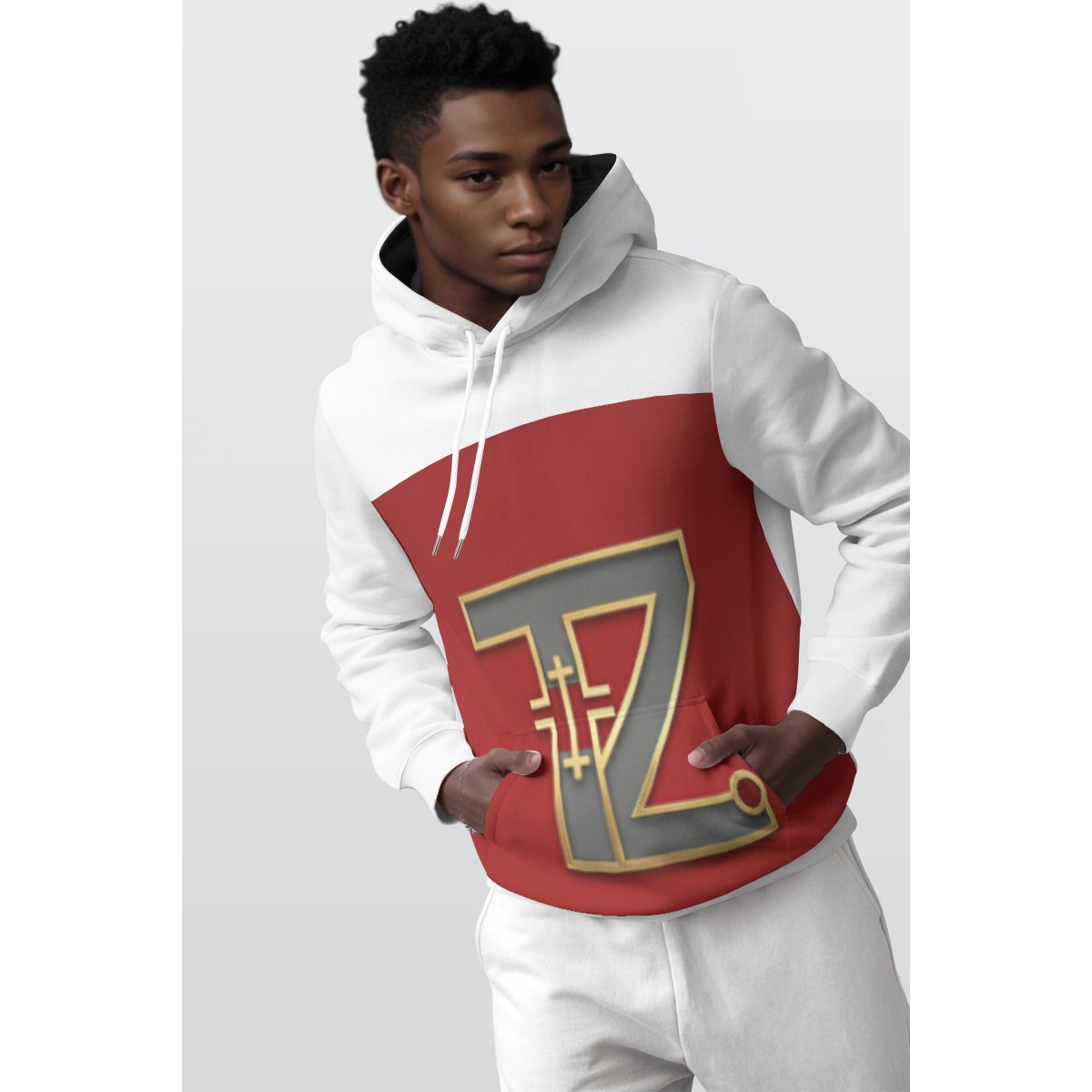 TiZo Design Red / White Men's Pullover Hoodie