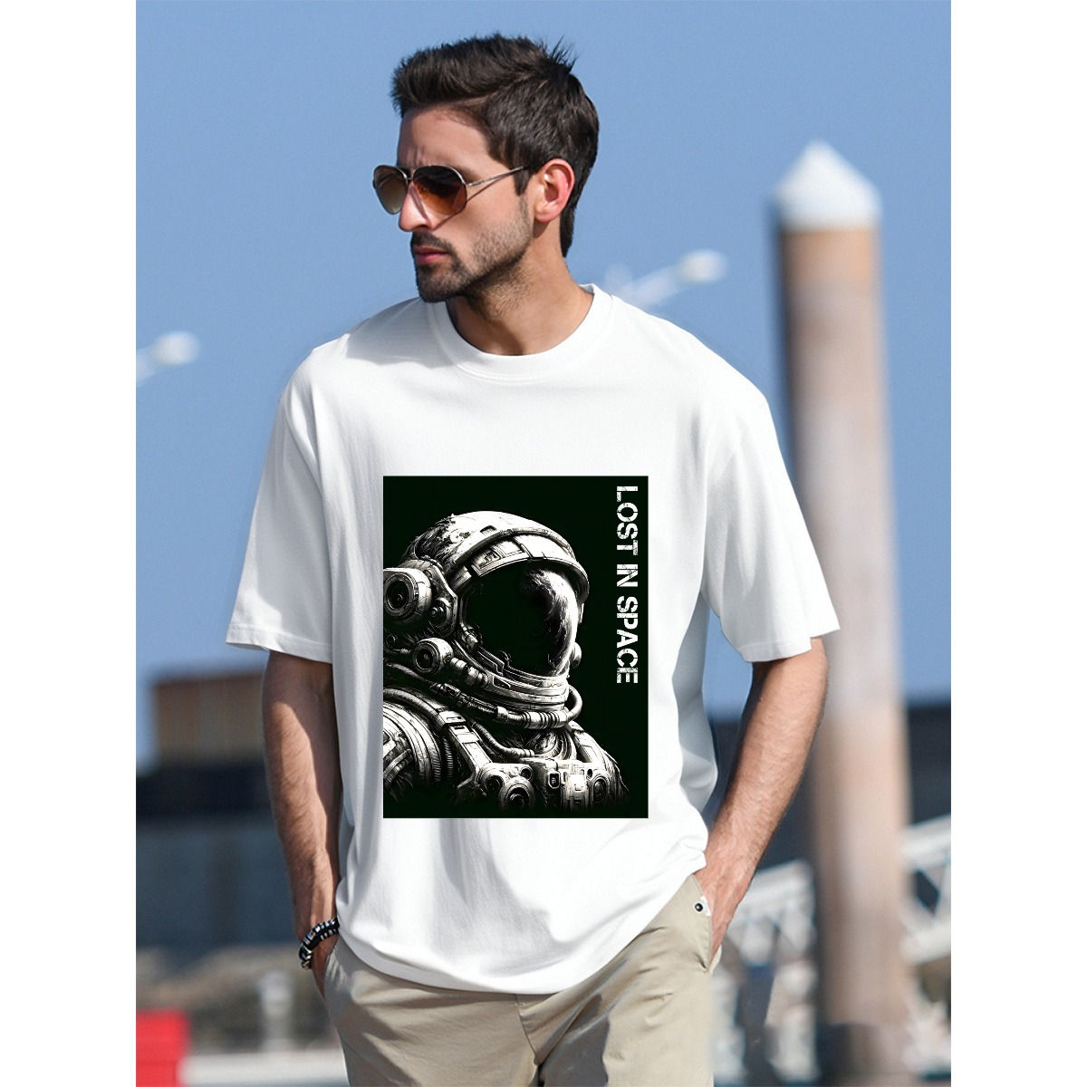 TiZo Design Astronaut Men's T-Shirt For The USA|180GSM Front DTF