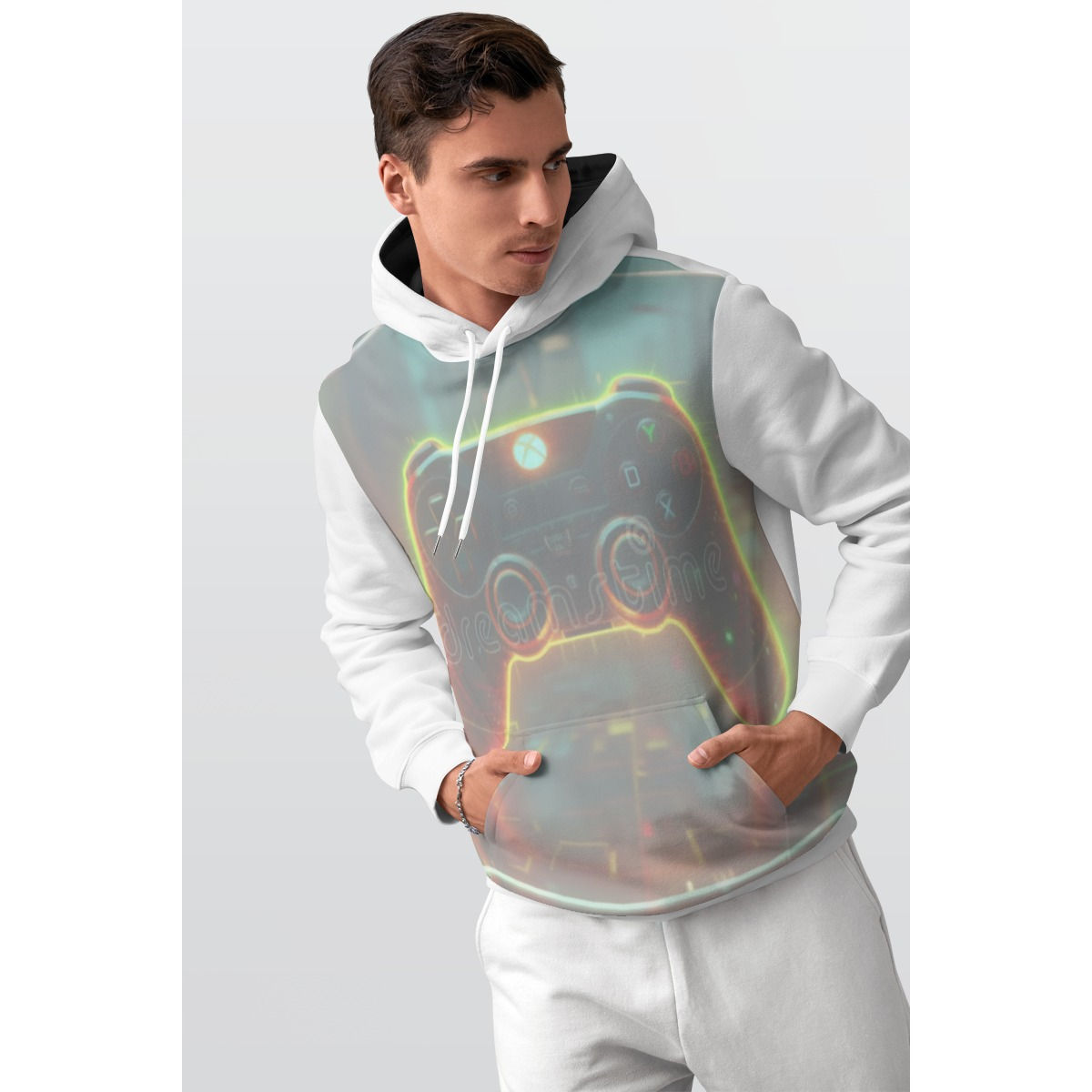 TiZo Design Game Controller Print Men's Thicken Pullover Hoodie