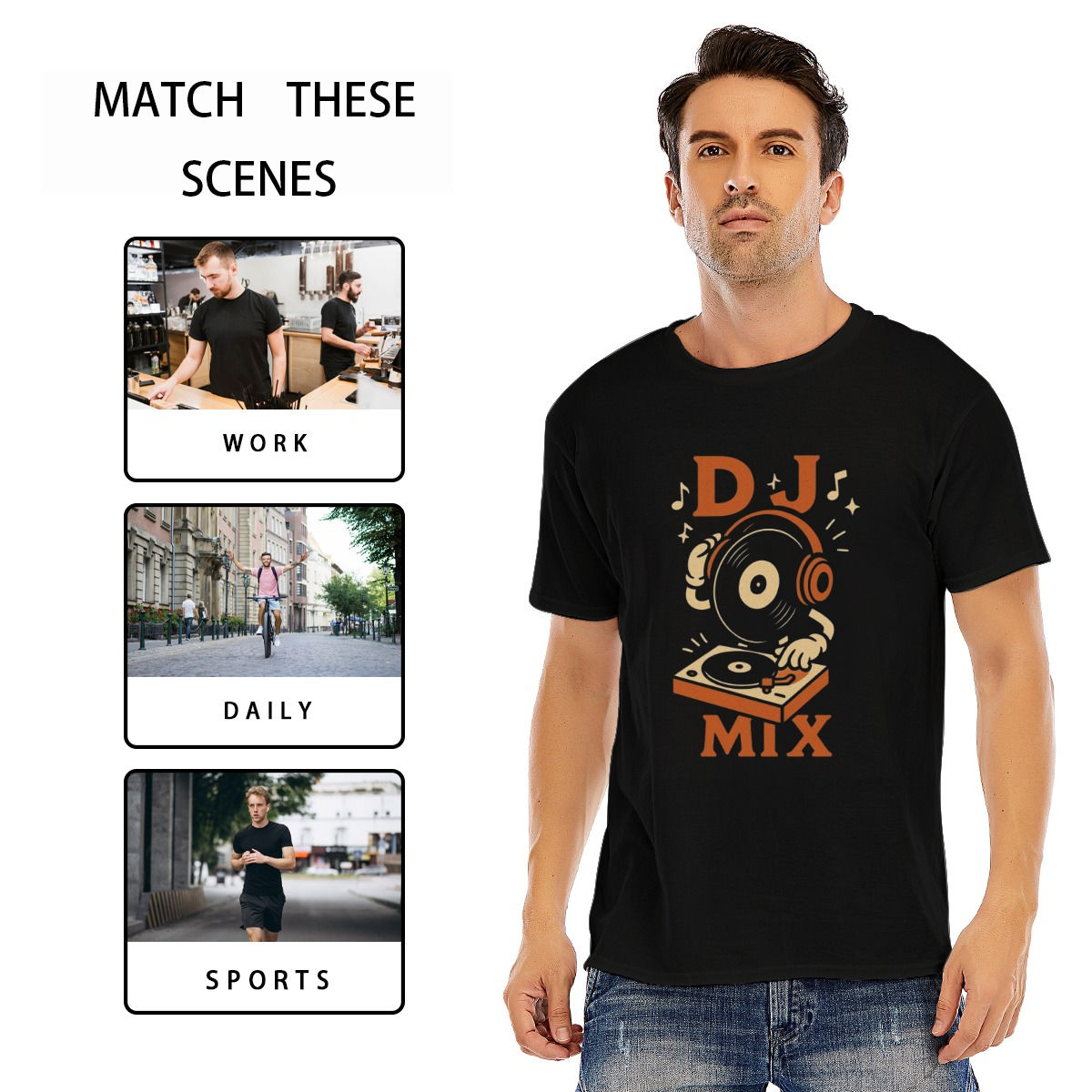 TiZo Design Dj Mix Unisex O-neck Short Sleeve T-shirt | 180GSM Cotton (DTF)