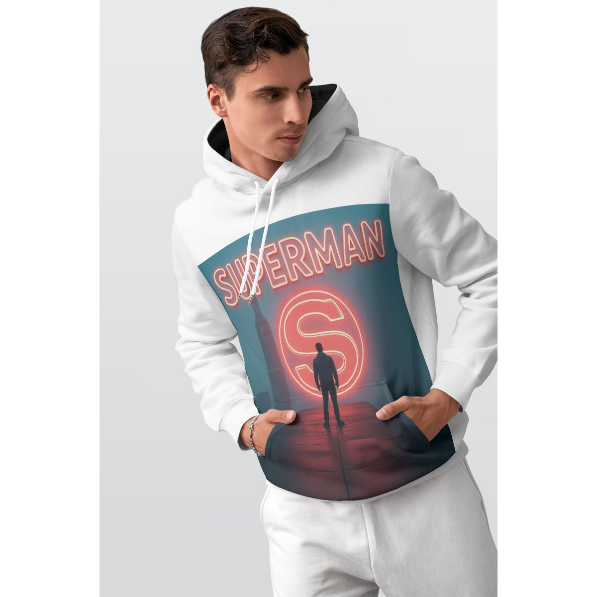 TiZo Design Superman Print Men's Thicken Pullover Hoodie